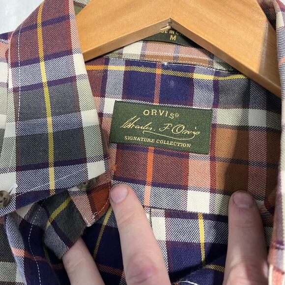 Orvis Signature Collection flannel button down shirt multicolor plaid medium - Picture 2 of 7